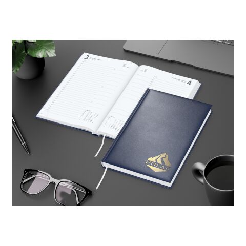 Tageskalender Advance Mo.–So. je 1 Seite Kunstleder-Hardcover Dunkelblau | DIN A5 | Goldprägung | Goldprägung inkl.