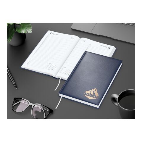 Tageskalender Advance Mo.–So. je 1 Seite Kunstleder-Hardcover marineblau | Kupferprägung inkl.