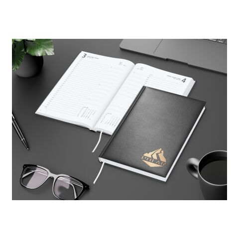 Tageskalender Advance Mo.–So. je 1 Seite Kunstleder-Hardcover Schwarz | DIN A5 | ohne Werbeanbringung | Kupferprägung inkl.
