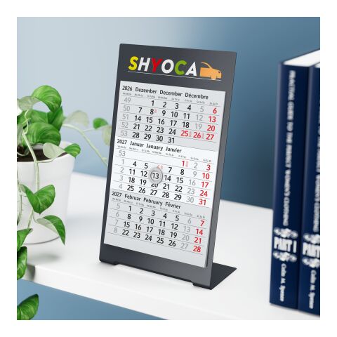 Tischkalender Desktop 3 Color Metallaufsteller farbbeschichtet Anthrazit | 105 × 230 mm | ohne Werbeanbringung | 1 Jahr