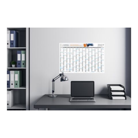 Wandplaner Horizont Dez. Vorjahr – Anfang Folgejahr Weiß | 750 × 500 mm | ohne Werbeanbringung | Blau