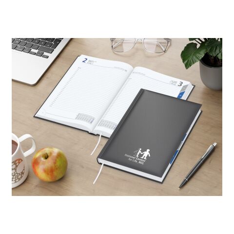 Tageskalender Manager Monatsregister Mo.–So. je 1 Seite Kunstleder-Hardcover Anthrazit | DIN A5 | ohne Werbeanbringung | Silberprägung inkl.