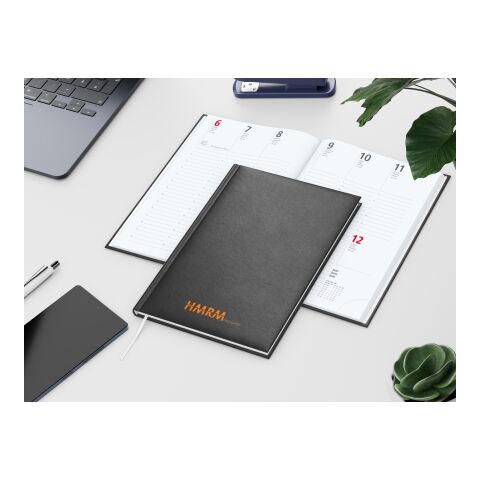 Wochenkalender Prestige A5 Kunstleder-Hardcover robust Schwarz | DIN A5 | ohne Werbeanbringung | Siebdruck-Digital inkl.
