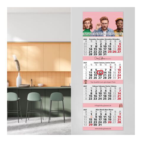 4-Monatskalender Mehrblock Quadro 4 Post Extra-Breite 335 mm Hellgrau | 335 × 985 mm | ohne Werbeanbringung | Nicht verfügbar | Nicht verfügbar | Nicht verfügbar