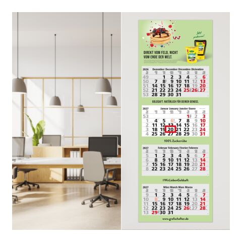 4-Monatskalender Mehrblock Quadro Light 4 mehrsprachig Hellgrau | 330 × 900 mm | ohne Werbeanbringung | Nicht verfügbar | Nicht verfügbar | Nicht verfügbar | Deutschland (D/GB/F/E)