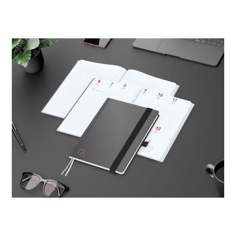 Wochenkalender vorne + Notizen hinten Vision-Hybrid Kunstleder-Hardcover A5 Anthrazit | DIN A5 | ohne Werbeanbringung | Kupferprägung inkl.
