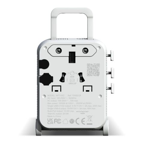 Xoopar Luggie GaN Weltreise-Adapter-Trolley Weiss | ohne Werbeanbringung | Nicht verfügbar | Nicht verfügbar