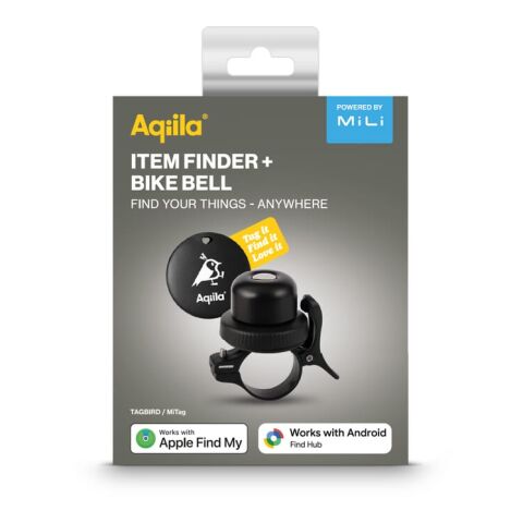 Aqiila Tagbird – Fahrradklingel mit wasserdichter Smartfinder Schwarz | ohne Werbeanbringung | Nicht verfügbar | Nicht verfügbar