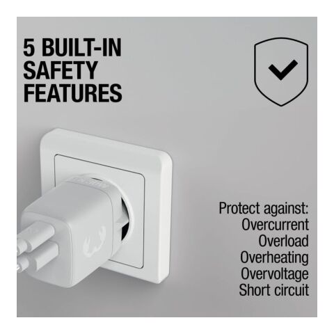 Fresh 'n Rebel 30W Schnellladegerät GaN USB-C &amp; USB-A Hellgrau | ohne Werbeanbringung