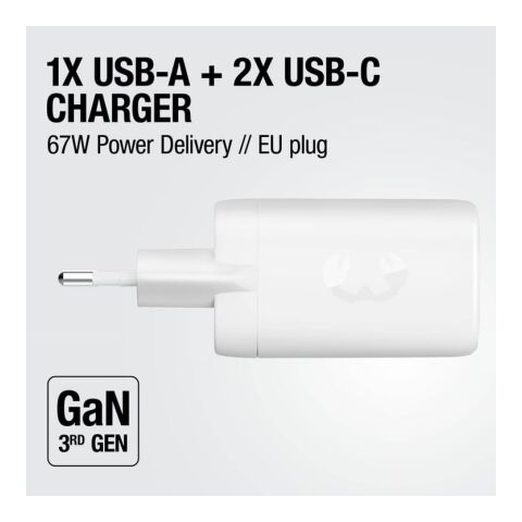 Fresh 'n Rebel 67W Laptop-Ladegerät GaN USB-C und USB-A Hellgrau | ohne Werbeanbringung | Nicht verfügbar | Nicht verfügbar