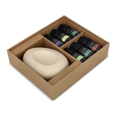 InsideOut Aroma Pebble Geschenkset mit 6 ätherischen Ölen Ecru