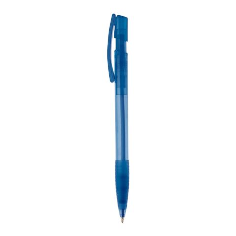 Kugelschreiber Nash Transparent mit Gummigriff Blau Weiss-Blau Weiss