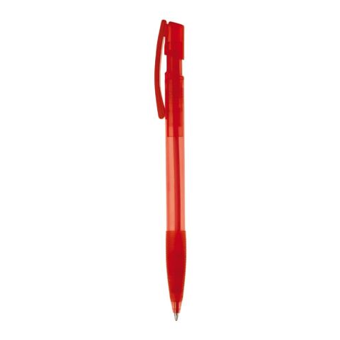 Kugelschreiber Nash Transparent mit Gummigriff Rot Weiß-Rot Weiß | 1-farbiger Siebdruck | 180° vom Clip | 33 mm x 25 mm | Nicht verfügbar