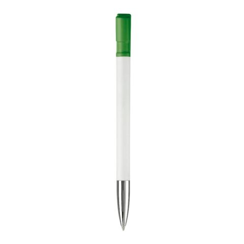 Kugelschreiber Nash Hardcolour mit Metallspitze Weiss-Grün | 1-farbiger Tampondruck | 180° vom Clip | 42 mm x 8 mm | Nicht verfügbar