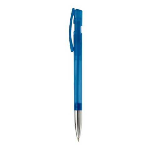 Kugelschreiber Nash Transparent mit Metallspitze Blau Weiss-Blau Weiss | 1-farbiger Siebdruck | 90° vom Clip | 42 mm x 25 mm | Nicht verfügbar