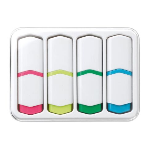 Textmarkter Set 4St. 75mm regenbogenfarben | 1-farbiger Tampondruck | textmarker gelb seite 1 | 15 mm x 10 mm | Nicht verfügbar
