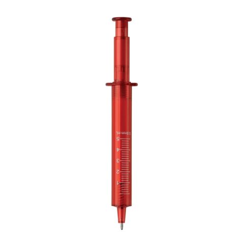 Spritzenkugelschreiber Transparent Rot Weiß-Rot Weiß | 1-farbiger Tampondruck | Seite 1 | 45 mm x 8 mm | Nicht verfügbar