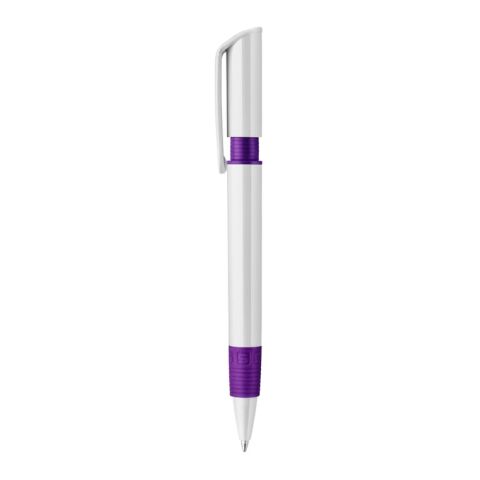 Kugelschreiber S40 Grip hardcolour Weiss-Transparent Violett | 1-farbiger Tampondruck | 270° vom Clip | 40 mm x 8 mm | Nicht verfügbar