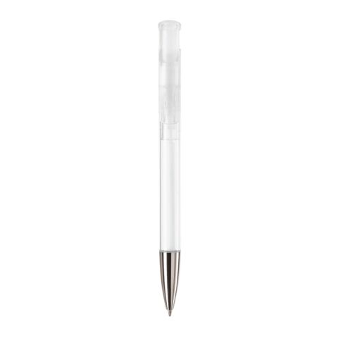 Kugelschreiber Avalon Transparent mit Metallspitze Weiss-Weiss