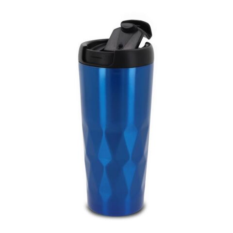 Isolierbecher Diamantenmuster 450ml Blau Weiss