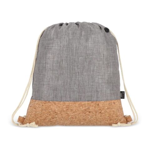 Kordelzugbeutel R-PET &amp; Kork 35 x 40cm Grau