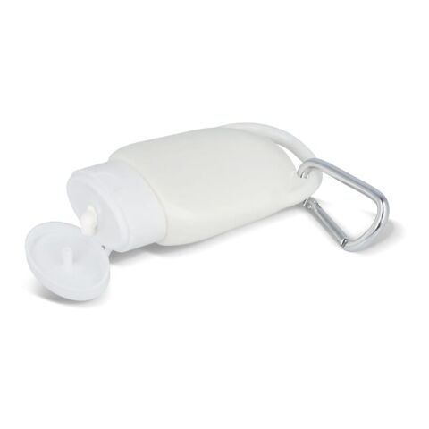 Sonnenschutzlotion mit Karabiner SPF30 aus recyceltem Material Weiss