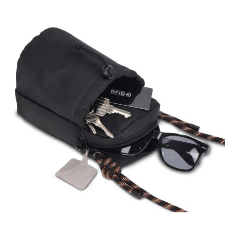 Croaabody Flaschenhalter-Tasche mit Paracord-Gurt Schwarz | Digital Transferdruck | Fach | 65 mm x 65 mm