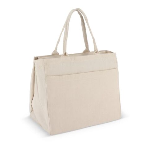 Baumwoll-Tragetasche mit Reißverschluss OEKO-TEX® 39 x 24 x 34cm 320g/m² Ecru | 1-farbiger Siebdruck | Seite 1 | 290 mm x 130 mm