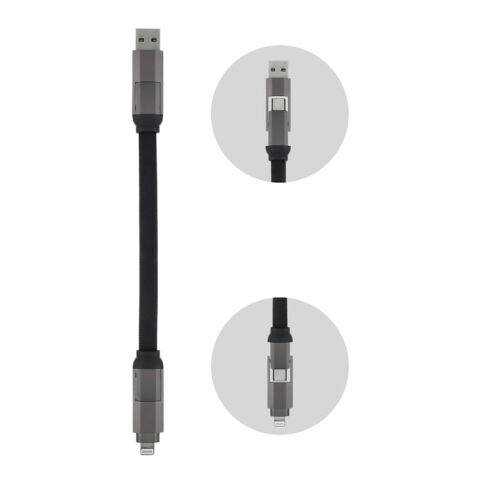 Multifunktionales 4-in-1 Kabel OTG Schlüsselanhänger Größe 60W Schwarz | ohne Werbeanbringung | Nicht verfügbar | Nicht verfügbar