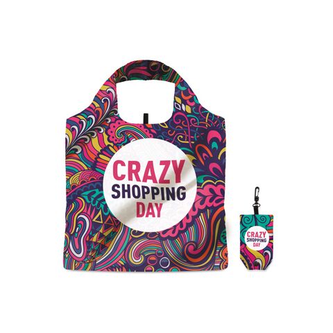 Faltbare recyceltes Polyester (rPET)-Tasche mit Hülle. Doppellagige Griffe Sublimation