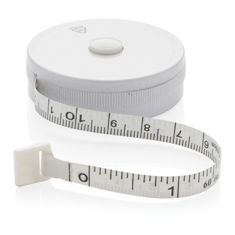 Schneidermaßband aus RCS recyceltem Kunststoff und Bambus weiß-braun | ohne Werbeanbringung | Nicht verfügbar | Nicht verfügbar