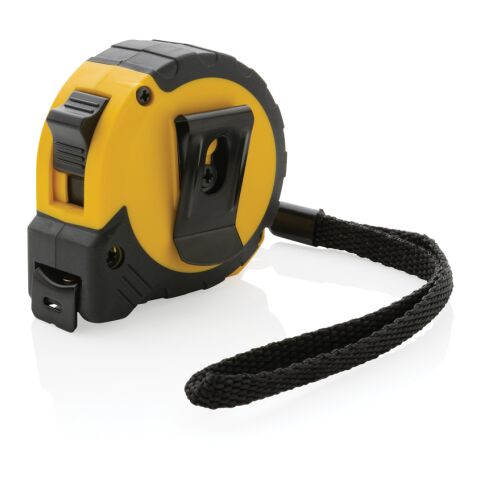 3m/16mm Maßband mit Stop-Taste aus RCS recycelt. Kunststoff gelb-schwarz | ohne Werbeanbringung | Nicht verfügbar | Nicht verfügbar