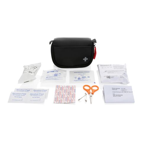 Kleines Erste-Hilfe-Set in RCS recycelter Nubuk-PU Tasche schwarz | ohne Werbeanbringung | Nicht verfügbar | Nicht verfügbar