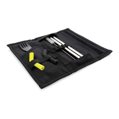 Tierra 2-teiliges Trinkhalm- und Besteckset schwarz | ohne Werbeanbringung | Nicht verfügbar | Nicht verfügbar