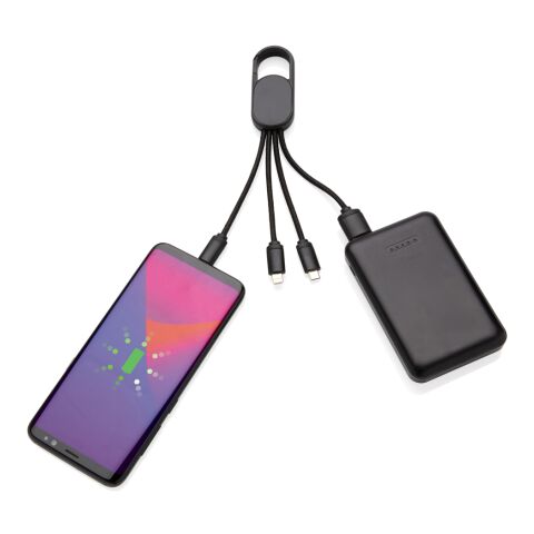 4-in-1 Kabel mit Karabiner-Clip schwarz | ohne Werbeanbringung | Nicht verfügbar | Nicht verfügbar