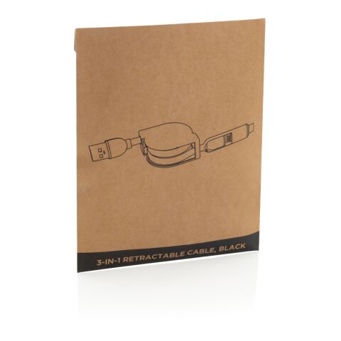 3-in-1 ausziehbares Kabel schwarz | ohne Werbeanbringung | Nicht verfügbar | Nicht verfügbar