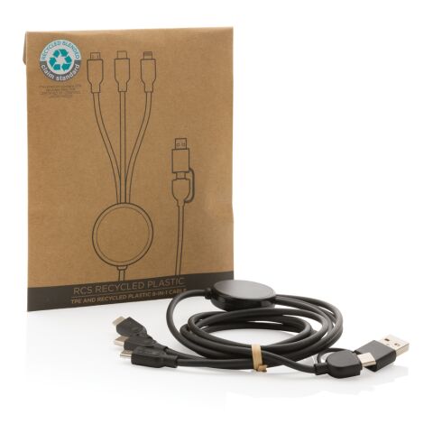 6-in-1 Kabel aus RCS recyceltem TPE und recyceltem Plastik schwarz | ohne Werbeanbringung | Nicht verfügbar | Nicht verfügbar
