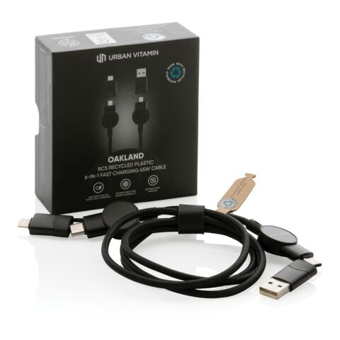 Oakland RCS rKunststoff 1,2m 6-in-1 Fast-Charging 45W Kabel schwarz | ohne Werbeanbringung | Nicht verfügbar | Nicht verfügbar