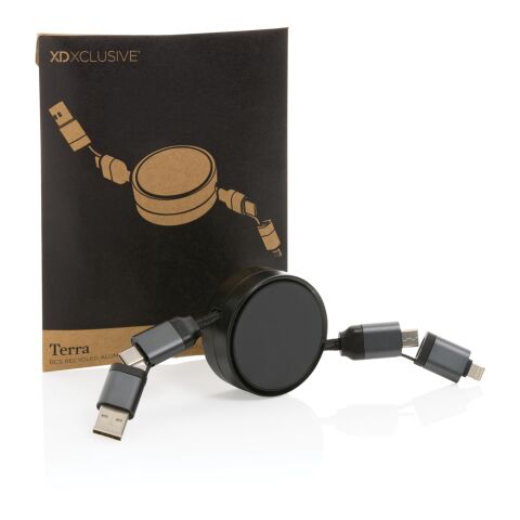 Terra aufrollbares 6-in-1 45W-Kabel aus RCS recyc. Aluminium grau | ohne Werbeanbringung | Nicht verfügbar | Nicht verfügbar