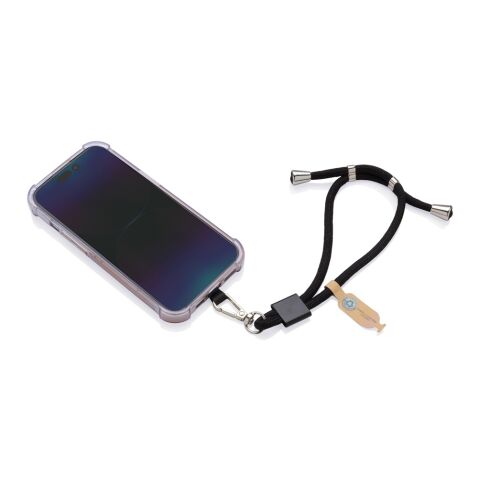 CarryLoop verstellbares Handy-Armband aus RCS rec. PET schwarz | ohne Werbeanbringung | Nicht verfügbar | Nicht verfügbar