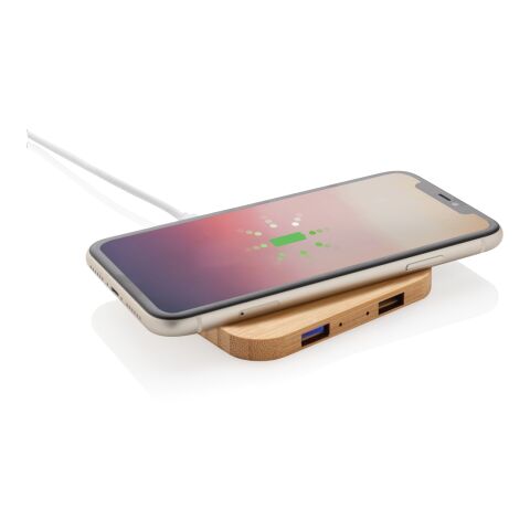 5W-Wireless-Charger aus Bambus mit USB braun | ohne Werbeanbringung | Nicht verfügbar | Nicht verfügbar