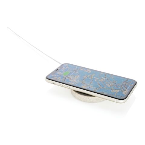 Rundes 5W Charging Pad aus Weizenstroh braun | ohne Werbeanbringung | Nicht verfügbar | Nicht verfügbar