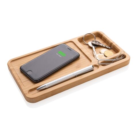 Bambus Desk Organizer mit 10 Wireless Charger braun | ohne Werbeanbringung | Nicht verfügbar | Nicht verfügbar