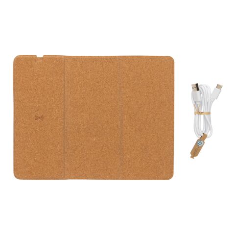 Wireless 10W- FSC®-Kork-Mauspad mit Ladefunktion und Ständer braun | ohne Werbeanbringung | Nicht verfügbar | Nicht verfügbar