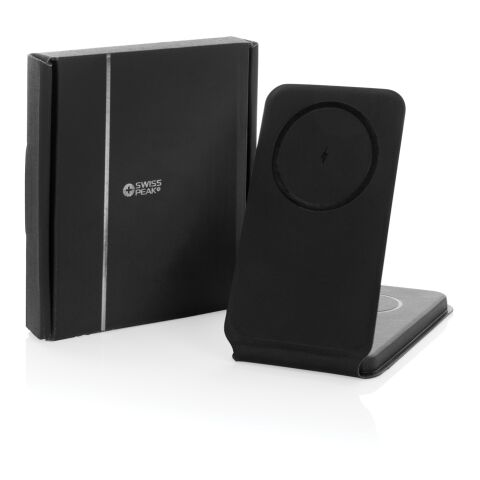 Swiss Peak 15W 3-in-1 magnetischer Wireles Charger aus rPU schwarz | ohne Werbeanbringung | Nicht verfügbar | Nicht verfügbar