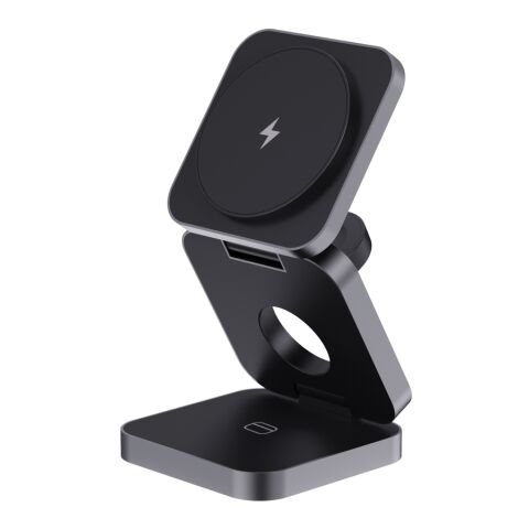 Terra faltbares 3-in-1 15W Charger aus RCS rec. Aluminium grau | ohne Werbeanbringung | Nicht verfügbar | Nicht verfügbar