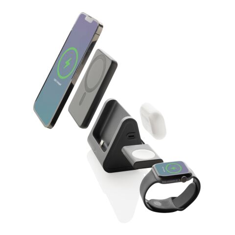 Powerbase 3-in-1-Charger aus RCS Kunststoff mit Powerbank schwarz | ohne Werbeanbringung | Nicht verfügbar | Nicht verfügbar