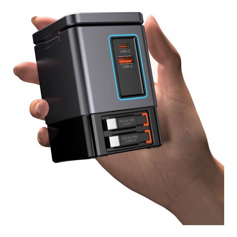 Urban Vitamin Sacramento 105W GaN Charger mit einz. Kabeln grau-schwarz | ohne Werbeanbringung | Nicht verfügbar | Nicht verfügbar