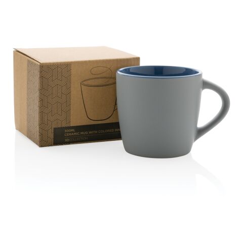Keramiktasse innen coloriert, 300ml blau-grau | ohne Werbeanbringung | Nicht verfügbar | Nicht verfügbar
