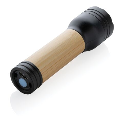 Lucid 1W Taschenlampe aus RCS recycelt. Kunststoff &amp; Bambus schwarz-braun | ohne Werbeanbringung | Nicht verfügbar | Nicht verfügbar